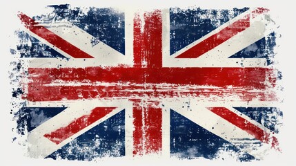 Abstract flag of the United Kingdom. Grunge painted flag with watercolor splashed and brushed lines. Template for your designs.