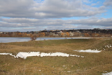 A field with snow on it
