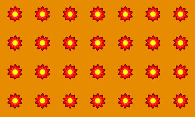 red flower vector pattern with orange background
