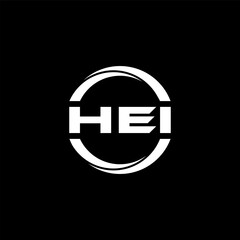 HEI letter logo design with black background in illustrator, cube logo, vector logo, modern alphabet font overlap style. calligraphy designs for logo, Poster, Invitation, etc.