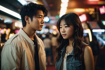 asian couple in a casino