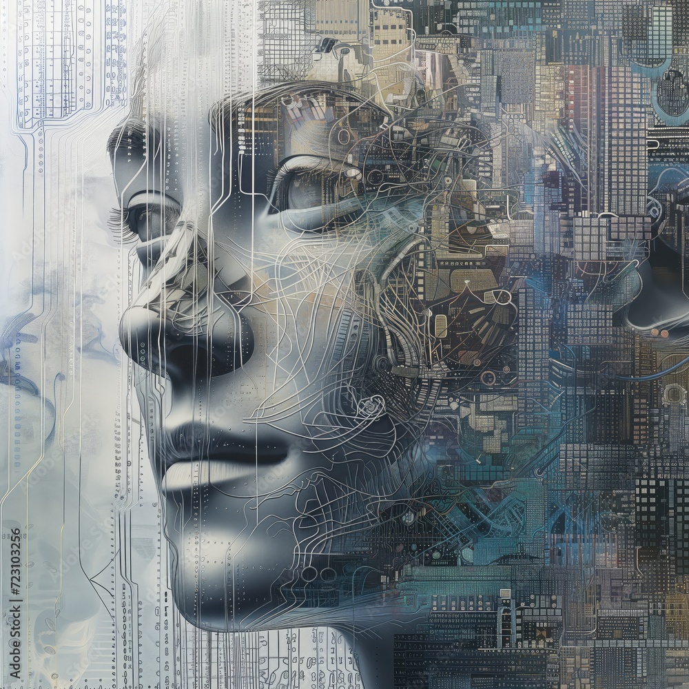 Wall mural artificial intelligence, integration, computer, android, mechanical robot