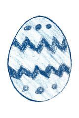 Drawing blue Easter eggs isolated on transparent background.