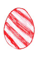 Drawing red Easter eggs isolated on transparent background.