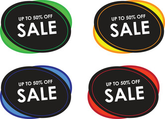 Fototapeta premium upto 50% off sale tag set vector art.