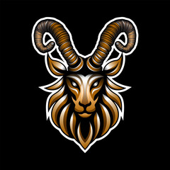 Goat Head Logo Art Vector Illustration