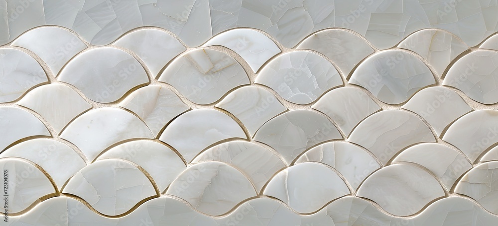 Poster the wall features a captivating geometric pattern crafted from a multitude of interconnected parts.