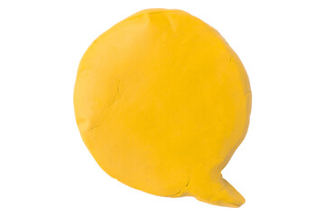 Yellow speech bubble plasticine isolated on transparent background.
