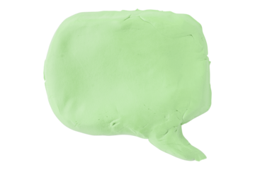 Green speech bubble plasticine isolated on transparent background