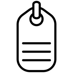 Hangtag / hang tag label icon, lined icon vector, black and white outline icon symbol.