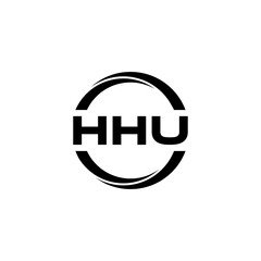HHU letter logo design with white background in illustrator, cube logo, vector logo, modern alphabet font overlap style. calligraphy designs for logo, Poster, Invitation, etc.