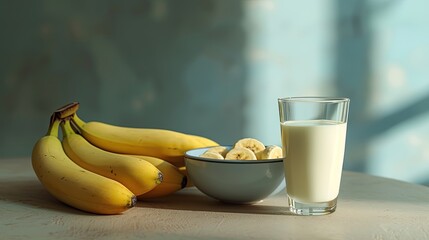 .Refreshing banana juice served with fresh bananas, perfect for a nutritious treat.