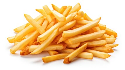 French Fries Homemade Crinkle Cut, cutout minimal isolated on white background. realistic french fries for sale, package, advert. Icon, detailed