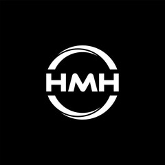 HMH letter logo design with black background in illustrator, cube logo, vector logo, modern alphabet font overlap style. calligraphy designs for logo, Poster, Invitation, etc.