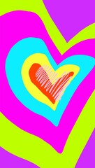 Valentine's Day poster design template. Flowing shapes forming a heart of rainbow colors. Modern vibrant design for prints, branding, advertising, invitations, flyers, covers.