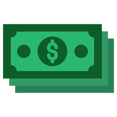 Cash paper money with dollar sign icon, flat design style icon, colour icon vector illustration.