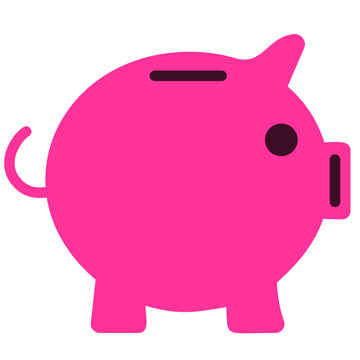  Piggy bank saving money icon, flat design style icon, colour icon vector illustration.