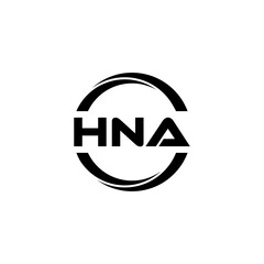 HNA letter logo design with white background in illustrator, cube logo, vector logo, modern alphabet font overlap style. calligraphy designs for logo, Poster, Invitation, etc.