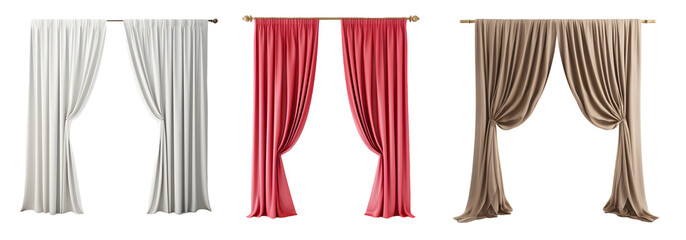 Curtain front view isolated on a transparent PNG background, white background , Generative Ai