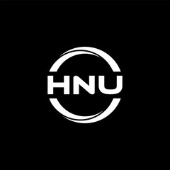 HNU letter logo design with black background in illustrator, cube logo, vector logo, modern alphabet font overlap style. calligraphy designs for logo, Poster, Invitation, etc.