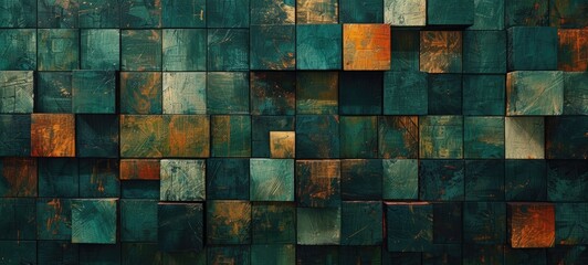 A background pattern composed of mosaic wooden squares, cubes, and blocks, creating a visually captivating design.