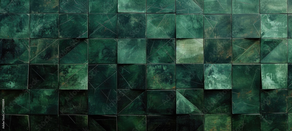 Poster geometric patterns in vibrant emerald hues form the basis of this modern wallpaper, highlighted by t