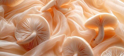 An image capturing the intricate texture and details of mushrooms, perfect for wallpaper backgrounds.