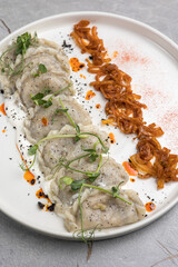 Delicious ravioli in the restaurant. Close up