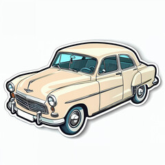 Fototapeta premium Vintage Yellow Classic Car Illustration - Retro Automobile Model with a Nostalgic Charm, Perfect for Automotive Designs, Travel Themes, and Toy Enthusiast