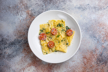 Delicious ravioli in the restaurant. Close up