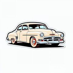 Obraz premium Vintage Yellow Classic Car Illustration - Retro Automobile Model with a Nostalgic Charm, Perfect for Automotive Designs, Travel Themes, and Toy Enthusiast