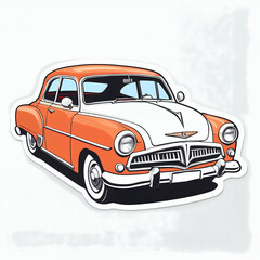 Vintage Yellow Classic Car Illustration - Retro Automobile Model with a Nostalgic Charm, Perfect for Automotive Designs, Travel Themes, and Toy Enthusiast