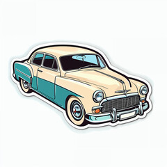 Vintage Yellow Classic Car Illustration - Retro Automobile Model with a Nostalgic Charm, Perfect for Automotive Designs, Travel Themes, and Toy Enthusiast
