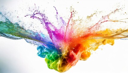 Explosions of colors on white background