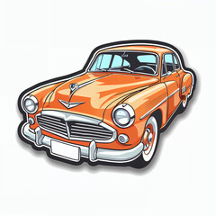 Vintage Yellow Classic Car Illustration - Retro Automobile Model with a Nostalgic Charm, Perfect for Automotive Designs, Travel Themes, and Toy Enthusiast