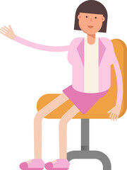 Obraz premium Office Woman Character Sitting on Office Chair 