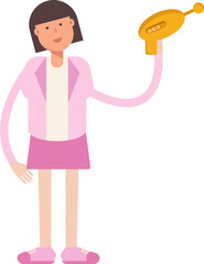 Office Woman Character Holding Space Gun
