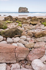 Rocks and sea. Ballota beach. Andrín.  Asturias. Geology
