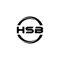 HSB letter logo design with white background in illustrator, cube logo, vector logo, modern alphabet font overlap style. calligraphy designs for logo, Poster, Invitation, etc.