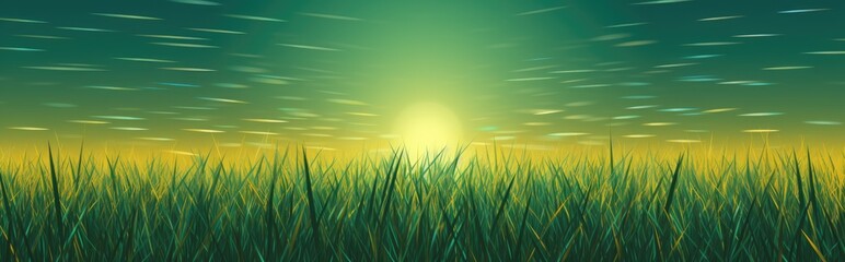 In the summer, the sun's golden rays gently embrace the verdant grass, creating a tranquil scene.