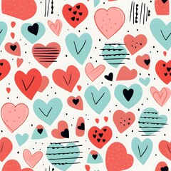 Chic Geometric Hearts with seamless pattern