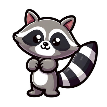 Sticker with the image of a cartoon raccoon