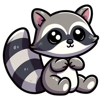 Sticker with the image of a cartoon raccoon