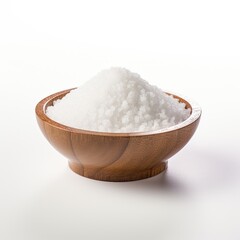 salt cellar with large crystal sea salt isolated on white.