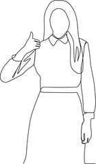 continuous line of young woman working in the office