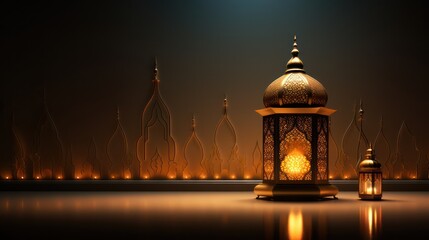 Candle lantern Fanoos decoration, Islamic holiday Ramadan Kareem ornament wallpaper, eid al fitr and eid al adha background.