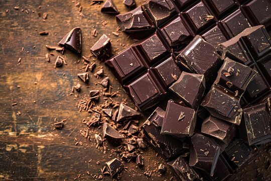 Realistic Chocolate on Rustic Background