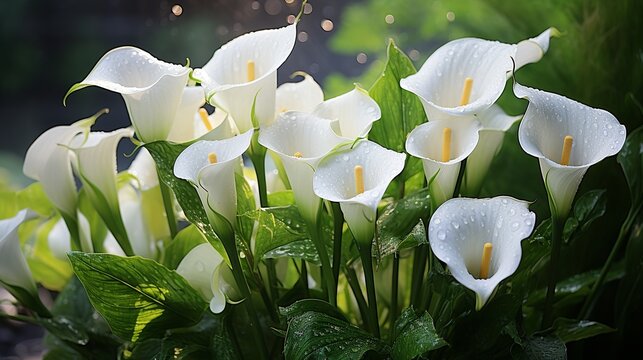 Calla lily,beautiful white calla lilies blooming in the garden,Arum lily