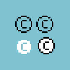 Pixel art outline sets icon of coin game asset variation color. coin icon on pixelated style. 8bits perfect for game asset or design asset element for your game design. Simple pixel art icon asset.