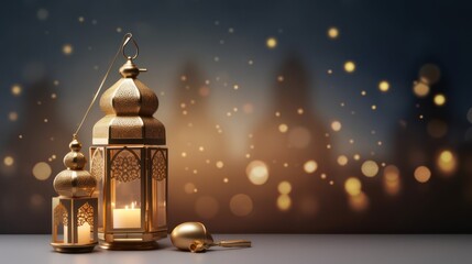 Candle lantern Fanoos decoration, Islamic holiday Ramadan Kareem ornament wallpaper, eid al fitr and eid al adha background. - obrazy, fototapety, plakaty